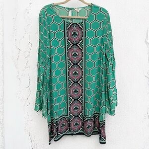 Crown & Ivy Rayon Long Bell Sleeve Dress – Size L